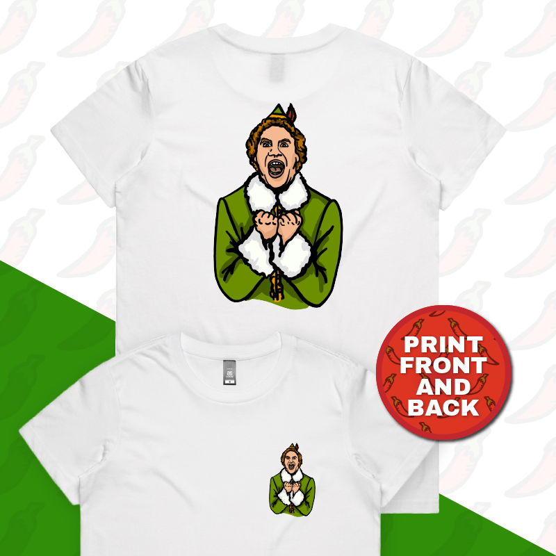 XS / White / Small Front & Large Back Design Will Ferrell Elf Christmas 🧝🎄- Women's T Shirt