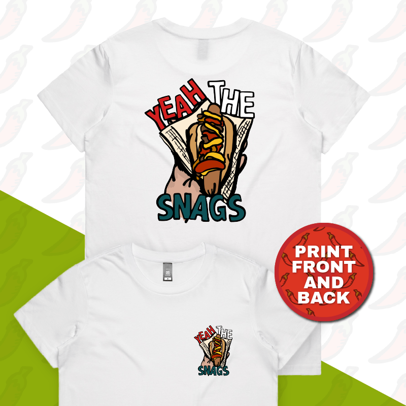 XS / White / Small Front & Large Back Design Yeah the Snags! (YTS!) 🌭 - Women's T Shirt