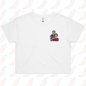 XS / White Step Brothers 👨🏽‍🤝‍👨🏻 - Women's Crop Top