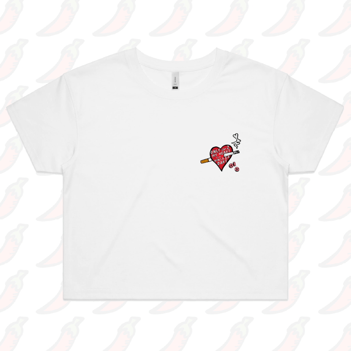 XS / White The Way To My Heart 💊🚬- Women's Crop Top