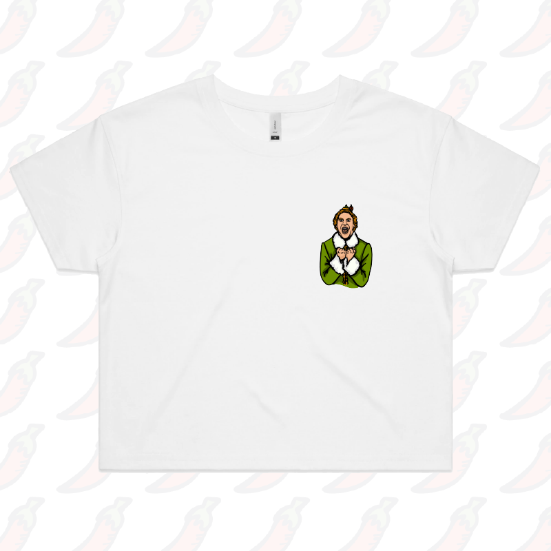 XS / White Will Ferrell Elf Christmas 🧝🎄- Women's Crop Top
